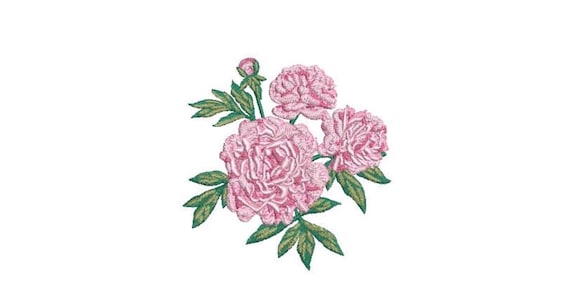 Pink Peonies Machine Embroidery File design 4 x 4 inch hoop - Flower Design- Instant Download