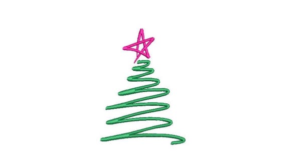 Scribble Xmas Tree - Machine Embroidery File design - 4 x 4 inch hoop - Christmas Tree Embroidery