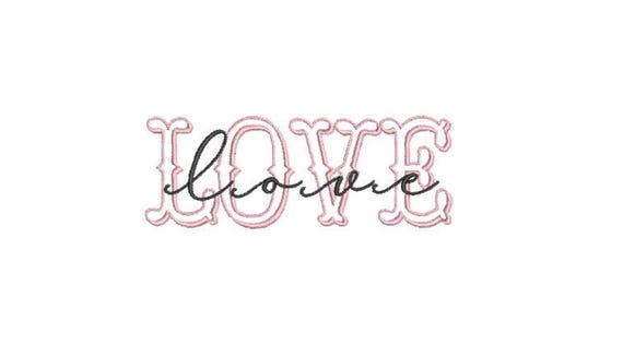 Love LOVE Embroidery - Machine Embroidery File design -  4x4 inch hoop - 10cm hoop