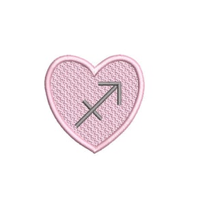 Sagitarius Heart Patch Zodiac Embroidery Design - Machine Embroidery File designs - 4x4 inch hoop - instant download - Star Signs Embroidery