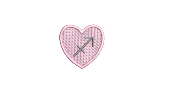 Sagitarius Heart Patch Zodiac Embroidery Design - Machine Embroidery File designs - 4x4 inch hoop - instant download - Star Signs Embroidery