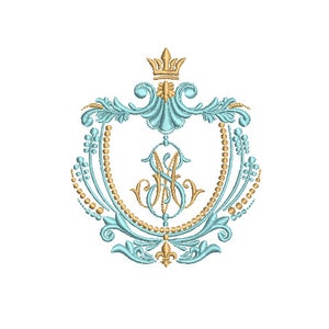 Crown Crest embroidery - Machine Embroidery File design - 4 x 4 inch hoop - instant download - Monogram Frame