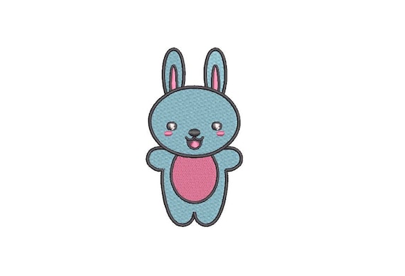 Machine Embroidery Kawaii Bunny - Machine Embroidery File design - 4x4 inch hoop - Instant download