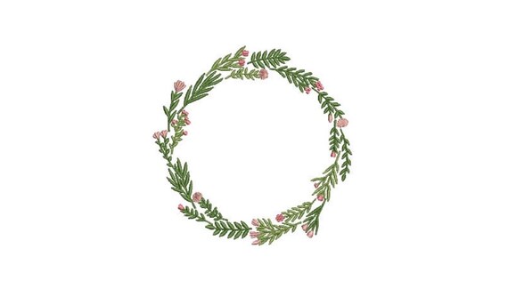 Simple Flower Wreath Machine Embroidery File design - 5x7 inch hoop - Monogram Frame Embroidery Design