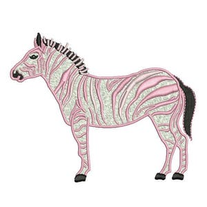 Zebra embroidery design - Pink Zebra Modern Machine Embroidery File design 5x7 inch hoop - Chinoiserie