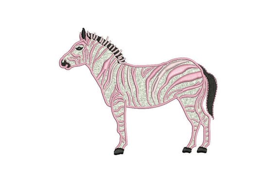 Zebra embroidery design - Pink Zebra Modern Machine Embroidery File design 5x7 inch hoop - Chinoiserie