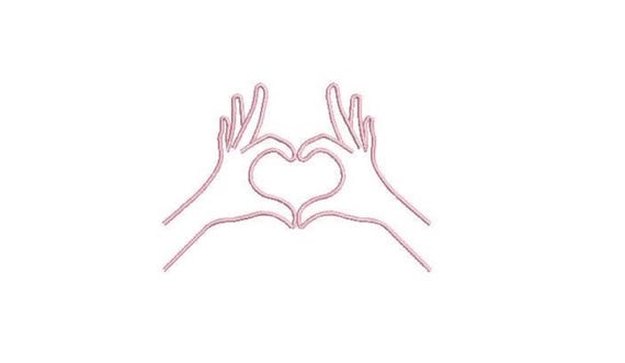 Heart Hands Embroidery Design - Love Machine Embroidery File design 4x4 inch hoop - HEART - instant download