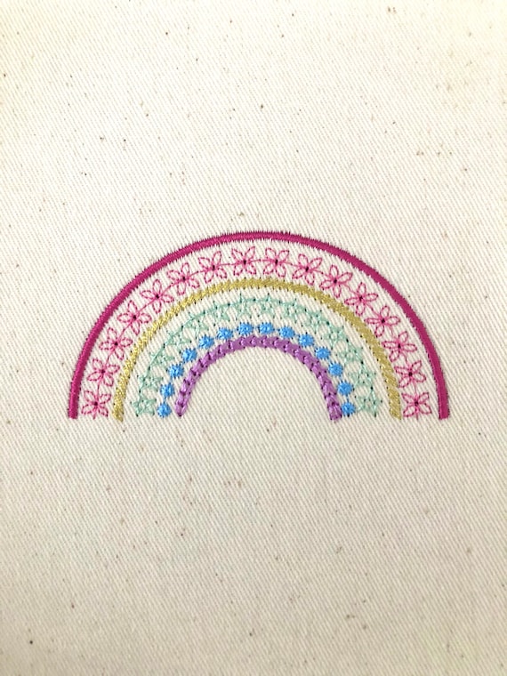Rainbow Mini Embroidery File design -  3x3 hoop - Chain stitch Rainbow - Rainbow Embroidery File - Fancy Rainbow - Chainstitch