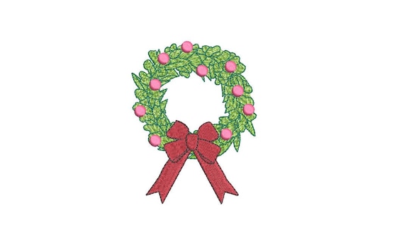 Bauble Bow Wreath Christmas Embroidery - Machine Embroidery File design - 4x4 inch hoop - Christmas Embroidery Design