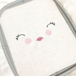 ITH In The Hoop Handmade look Sweet Cheeks Doll Face Machine Embroidery File design 4x4 doll face embroidery