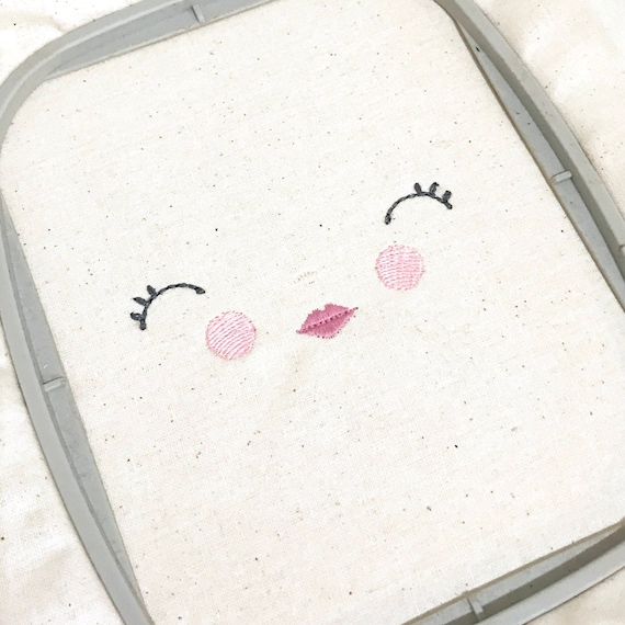 ITH In The Hoop Handmade look Sweet Cheeks Doll Face Machine Embroidery File design 4x4 doll face embroidery