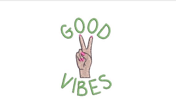 Peace Hand - Good Vibes - Urban Modern - Machine Embroidery File design - 7cm tall - 4x4 inch hoop