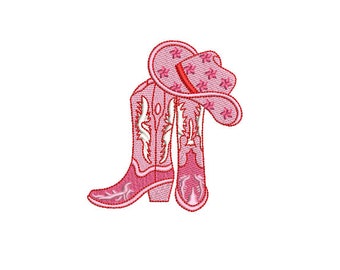 Cowgirl Stars -Cowboy Hat and Boots Machine Embroidery File design - 4x4 inch hoop - Monogram Frame