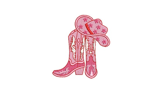 Cowgirl Stars -Cowboy Hat and Boots Machine Embroidery File design - 4x4 inch hoop - Monogram Frame