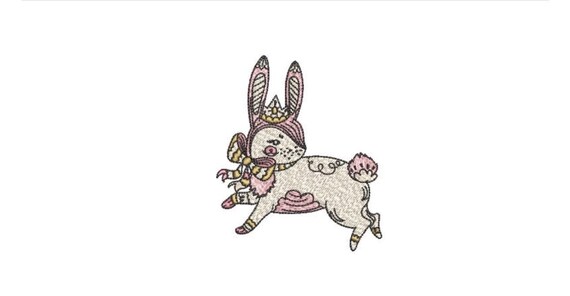Machine Embroidery - Bunny Bow Princess - Embroidery File design - 4x4 inch hoop - Rabbit Embroidery