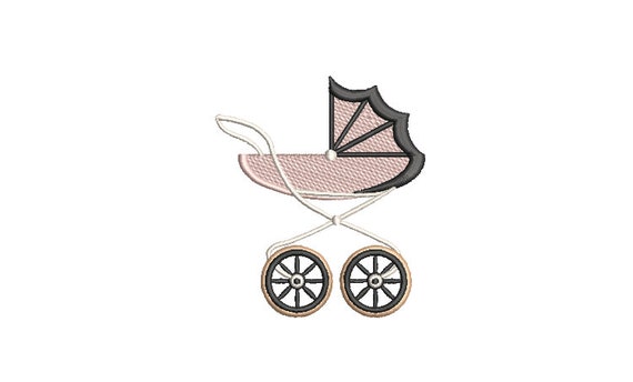 Classic Pram Machine Embroidery File design - 4x4 hoop - Instant Download - Baby Embroidery Download