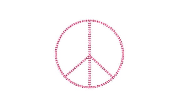 Chainstitch Peace Sign - Machine Embroidery File design - 4x4 inch hoop -  instant download - Chain Stitch Embroidery
