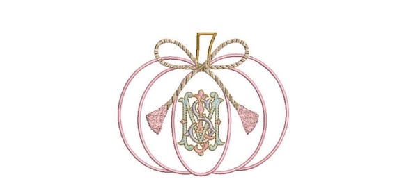 Chinoiserie String Bow Pumpkin Machine Embroidery File design - 5x7 hoop - instant download