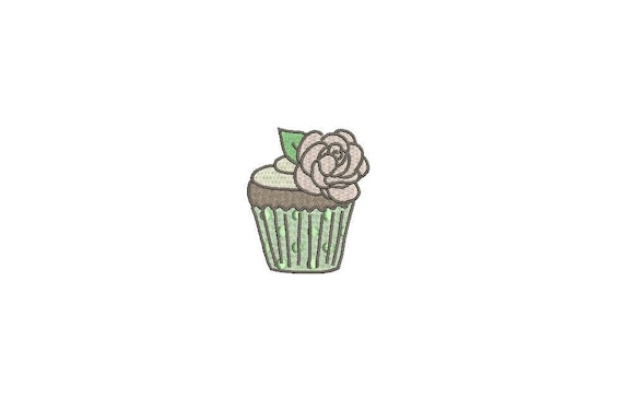 Rose Cupcake Machine Embroidery File design 4x4 inch hoop - Mini Cupcake