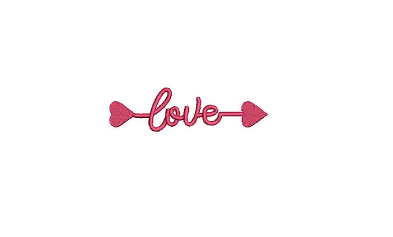 Red LOVE Arrow Machine Embroidery File design - 4 x 4 inch hoop - instant download - Valentines Embroidery Design