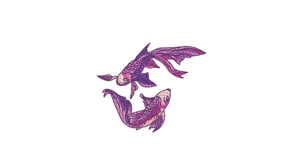 Watercolour Koi Fish Machine Embroidery File design - 4x4 inch hoop - Koi Design