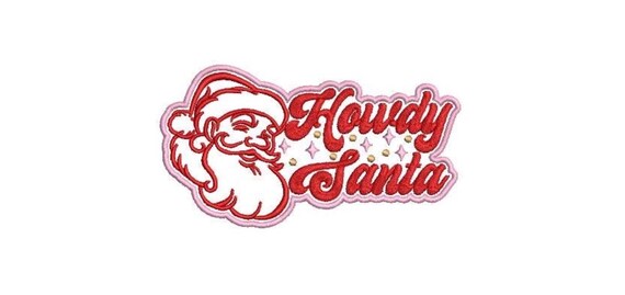 Howdy Santa Machine Embroidery File design - 5x7 inch hoop - Western Embroidered Patch Design Download