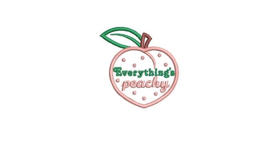 Everything's Peachy Machine Embroidery File design - 3 x 3 inch hoop - Peach Embroidery Instant Download