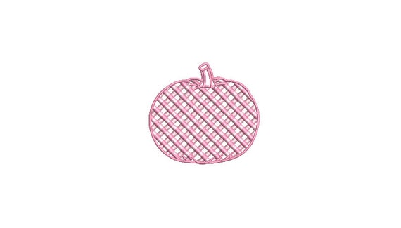 Chinoiserie Chic - Pink Gingham Pumpkin - Machine Embroidery design - 3x3 inch hoop - instant download
