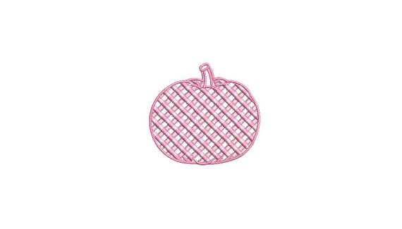 Chinoiserie Chic - Pink Gingham Pumpkin - Machine Embroidery design - 3x3 inch hoop - instant download