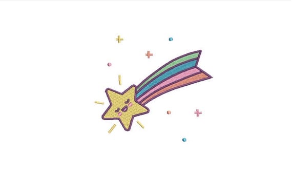 Rainbow Shooting Star embroidery design -  Machine Embroidery File design 4 x 4 inch hoop - Instant download