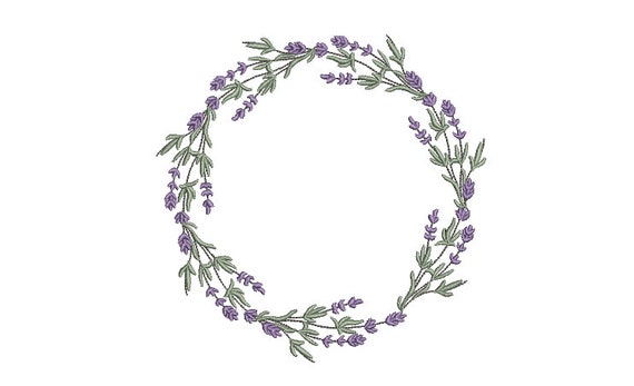 Lavender Wreath Machine Embroidery File design -  6x10 inch hoop - Machine Embroidery Lavender Design