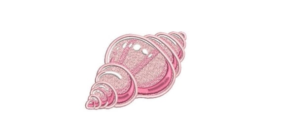 Pink Conch Shell Machine Embroidery File design  - 4x4 inch hoop - instant download - Seashell embroidery design