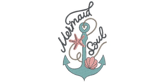 Mermaid Soul Machine Embroidery Design - Machine Embroidery File design - 5x7 hoop - Instant download