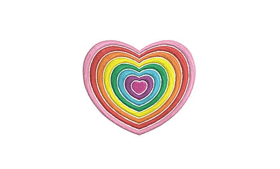 Rainbow Hearts embroidery design -  Machine Embroidery File design 4 x 4 inch hoop - Instant download