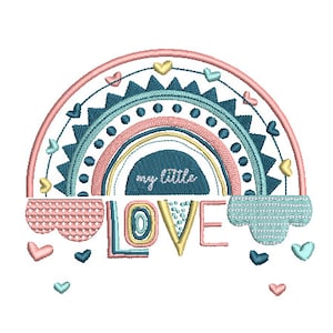 Love Rainbow Machine Embroidery File design  - 5 x 7 inch hoop sideways - Rainbow Embroidery Design