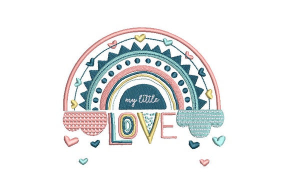 Love Rainbow Machine Embroidery File design  - 5 x 7 inch hoop sideways - Rainbow Embroidery Design