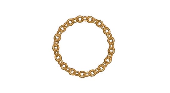 Gold Chain Circle Monogram Frame -  Machine Embroidery File design -  4x4 hoop - Round Border Frame