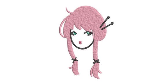 Harajuku Girl - Machine Embroidery File design - 4x4 inch hoop - Instant download - Kawaii Design