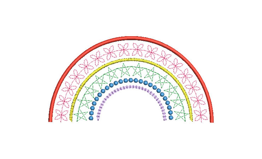 Fancy Rainbow Machine Embroidery File Design - 8x8 Inch Hoop - Instant ...