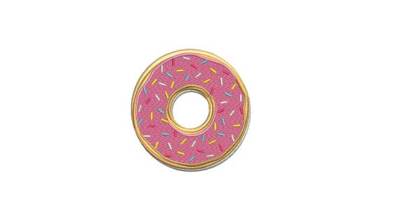 Pink Donut Machine Embroidery File design 4x4 inch hoop - Cake