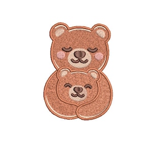 Teddybeer en babybeer borduurwerk - Machine Borduurwerk File design - 4x4 inch hoepel - Direct downloaden