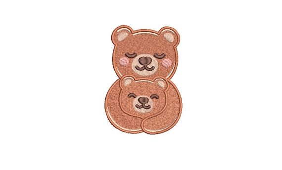 Teddy Bear and Baby Bear embroidery - Machine Embroidery File design - 4x4 inch hoop - Instant download