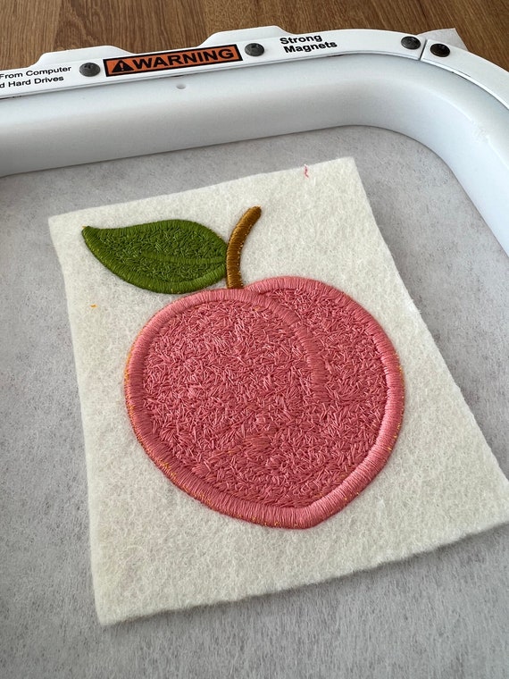 Chenille Peach used with 3D Puffy Foam -  Machine Embroidery File design 4x4 inch hoop - 3.5 inch size design