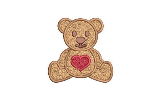 Chenille Teddy with Heart used with 3D Puffy Foam - Machine Embroidery File design 4x4 inch hoop - 4 inch size design