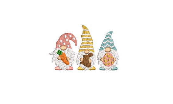 Easter Gnomes - Machine Embroidery File design 4 x 4 inch hoop - Easter Embroidery Design - Gnome Embroidery download