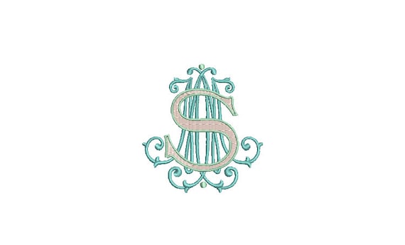 Antique M S Monogram or S M  -  Machine Embroidery File design - 3x3 inch hoop - Vintage Monogram