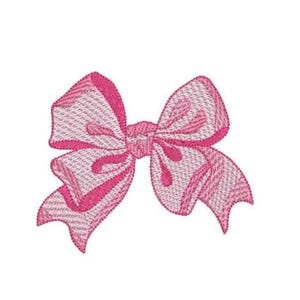 Satin Ribbon Bow Embroidery Design - Machine Embroidery Instant Download File - Coquette Bow - 4x4 inches