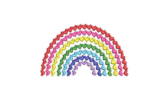 Heart Rainbow Machine Embroidery File design  - 5 x 7 inch hoop sideways - Rainbow Embroidery Design