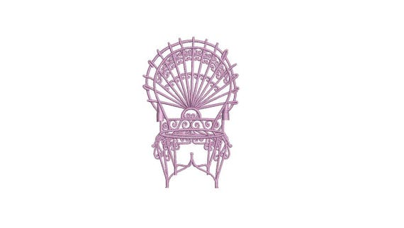 Chinoiserie Chic Vintage Peacock Iron Chair Machine Embroidery File design 4x4 hoop