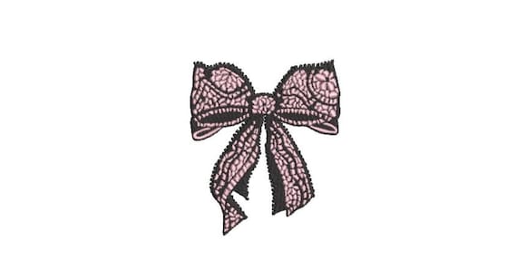 Lace Bow Machine Embroidery File design - 4 x 4 inch hoop  -  Monogram Design